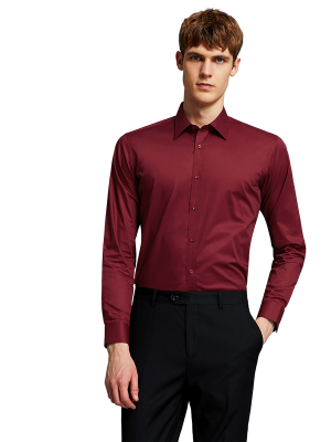 MEN'S COLLARED RED POLO LONG SLEEVE SHIRT-2022BSM08