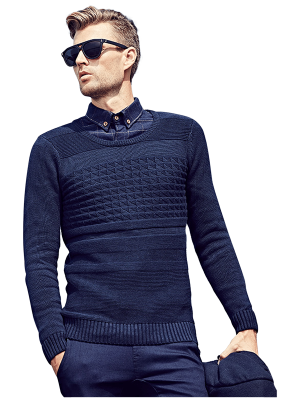 Men's Body Fit Jacquard Strip Sweater-2022ej1103