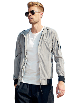 Men's Lightweight Contrast Zipper Pocket Jacket-2022ej457