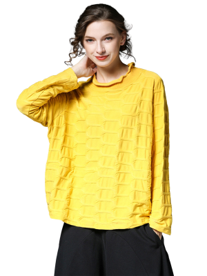 LOOSE RIBBED NECK YELLOW SWEATER-2021FWT14