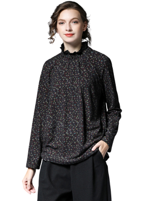 CONTRAST LACE RUFFLE COLLAR FLORAL SWEATER WOMEN'S-2021FWT18