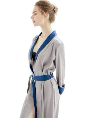 CONTRAST COLOR MATCHING SILK ROBES-2021HW1R9