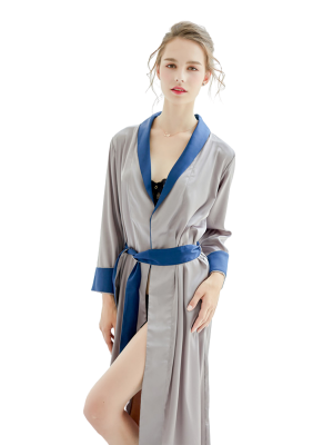 CONTRAST COLOR MATCHING SILK ROBES-2021HW1R9