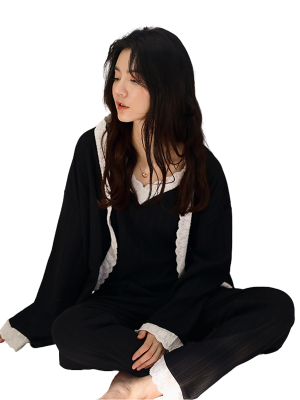 BLACK COTTON NIGHTGOWNS FOR WOMEN-2021HW2S219