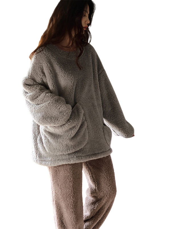 BROWN FLUFFY PAJAMA PANTS FOR WOMEN