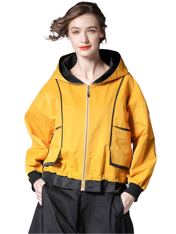 COLORBLOCK ZIPPER-UP YELLOW AND BLACK JACKETS | JUST4UNIQUE