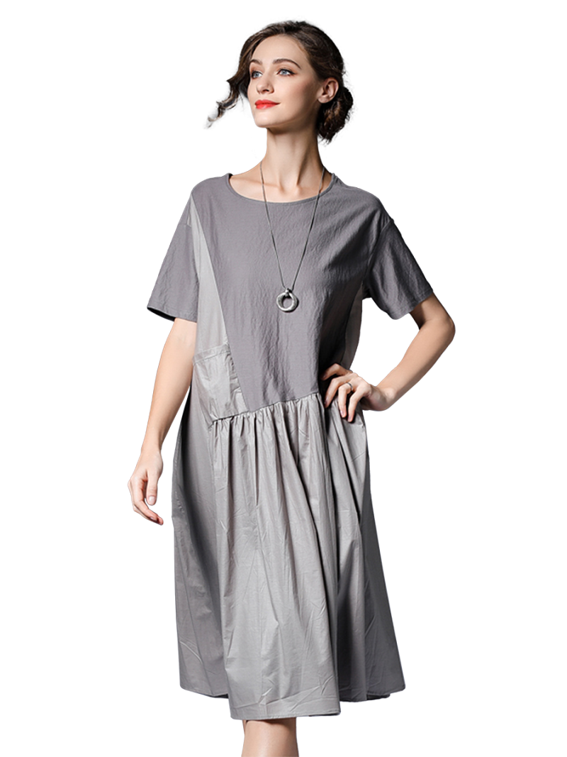 SUMMER ROUND NECK COCKTAIL PLEATED DRESS | JUST4UNIQUE